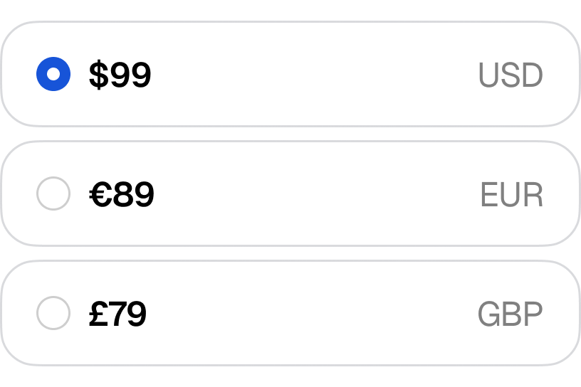 Price in any currency